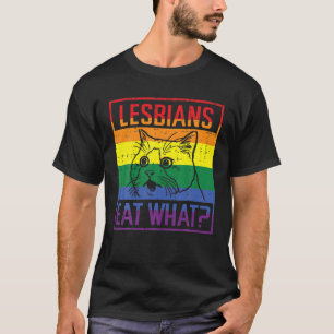 Lesbiskar Ät Pridet Cat Funny Humor Pun LGBTQ T Shirt