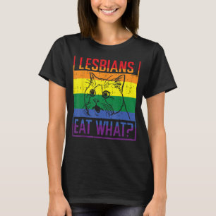 Lesbiskar Ät Pridet Cat Funny Humor Pun LGBTQ T Shirt