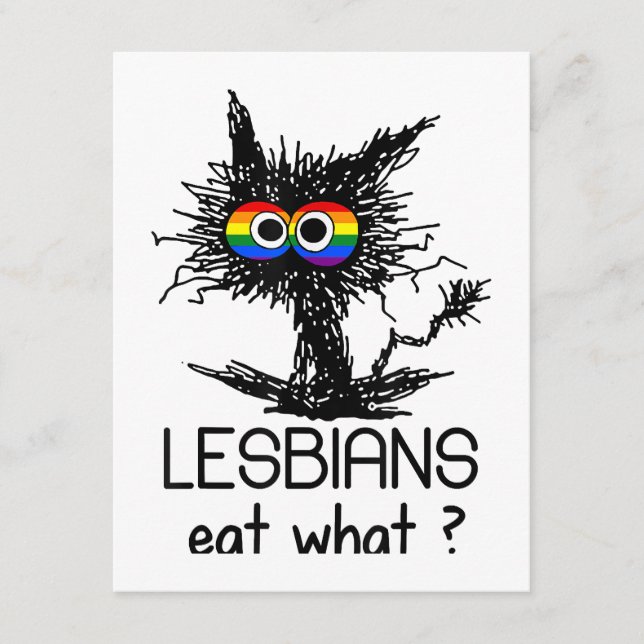 Lesbiskar Ät Pridet Cat Funny Humor Pun LGBTQ Tilläggskort (Framsida)