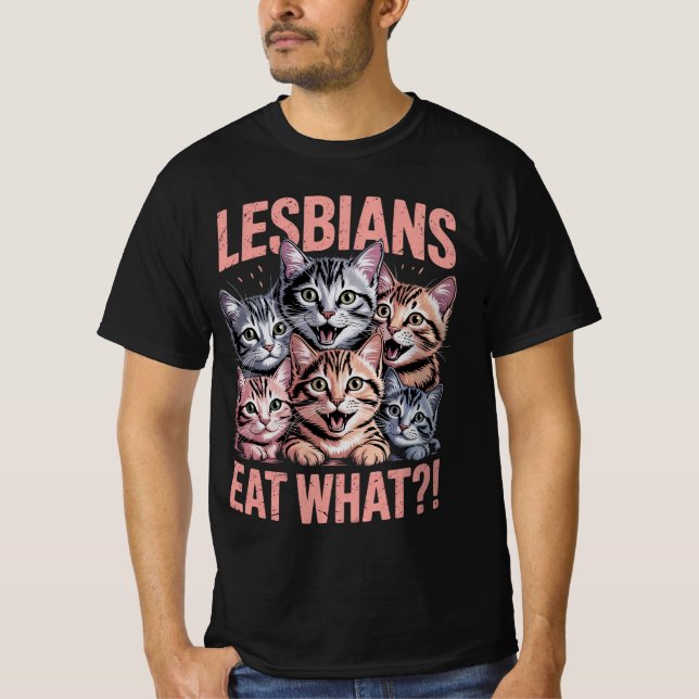 Lesbiskar Ät Pridet LGBTQ-Lesbisk med vilken luddi T Shirt (Framsida)