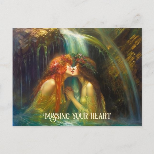 Lesbiskar i fallande vatten vykort (Framsida)