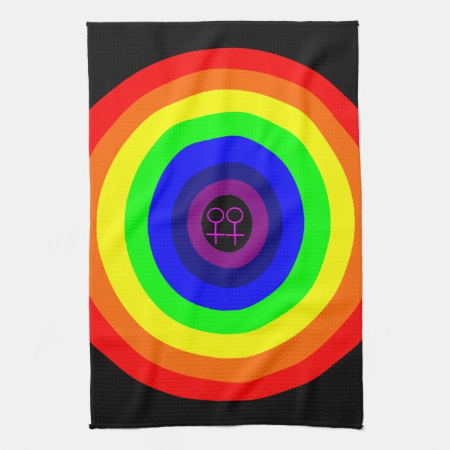 Lesbiskar Round Rainbow Kitchen Towel Kökshandduk (Vertikal)