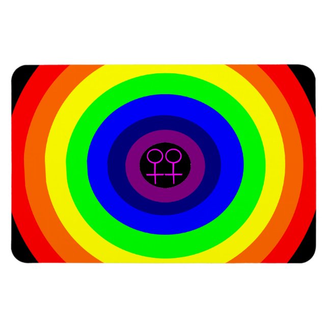 Lesbiskar Round Rainbow Premium Magnet (Horisontell)