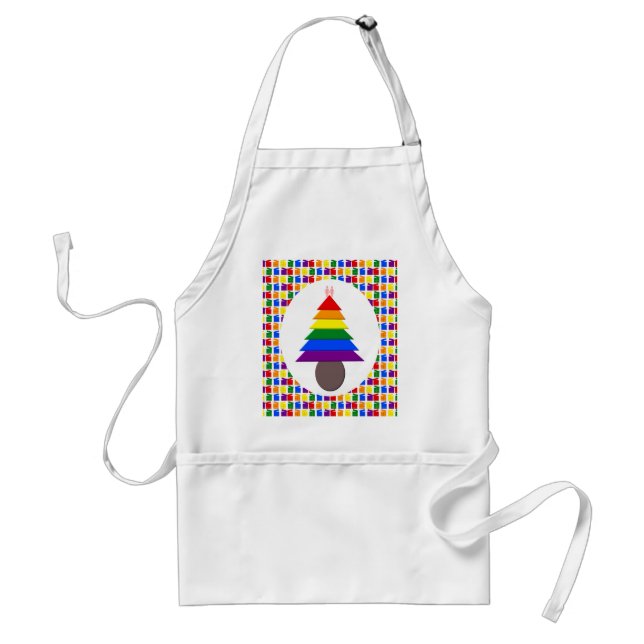 Lesbiskarna Rainbow Julgran och Presenter Förkläde (Framsidan)