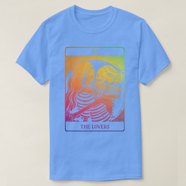 Lesbisken Älskare Tarot Card Rainbow Occult Goth  T Shirt (Design framsida)