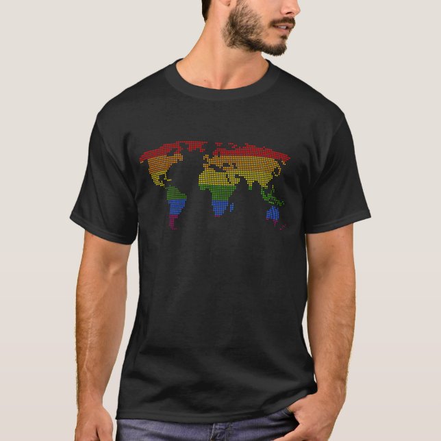 Lesbisken  av färgstark världskarta - jämn Pride G T Shirt (Framsida)