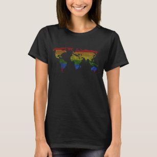 Lesbisken  av färgstark världskarta - jämn Pride G T Shirt