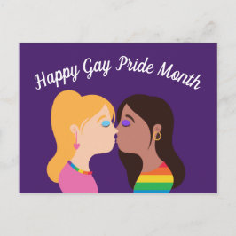 Lesbisken Girls Romantic Kiss i gay pride Vykort