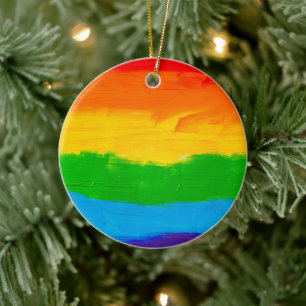 Lesbisken LGBT Färg för oljefärg Rainbow Gay Julgransprydnad Keramik