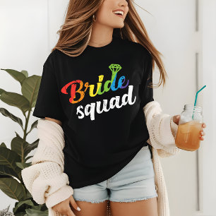 Lesbisken Regnbåge om HBT-Pride Bride Squad Bröllo T Shirt
