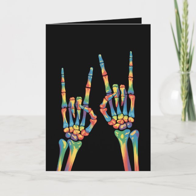 Lesbisken Skeleton Sten Hand Rainbow LGBTQ Gay  Pr Kort (Framsida)