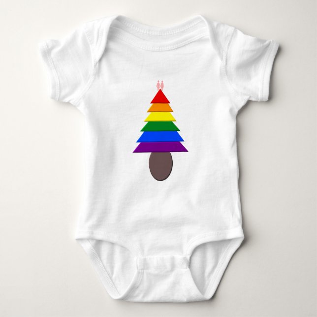 Lesbisks Rainbow Julgran T Shirt (Framsida)