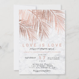 Lesbiskt bröllop för modern rosa guld- inbjudningar