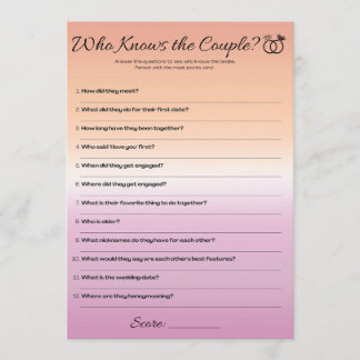 Lesbiskt Bröllopsspel, Vem känner paret bäst Inbjudningar