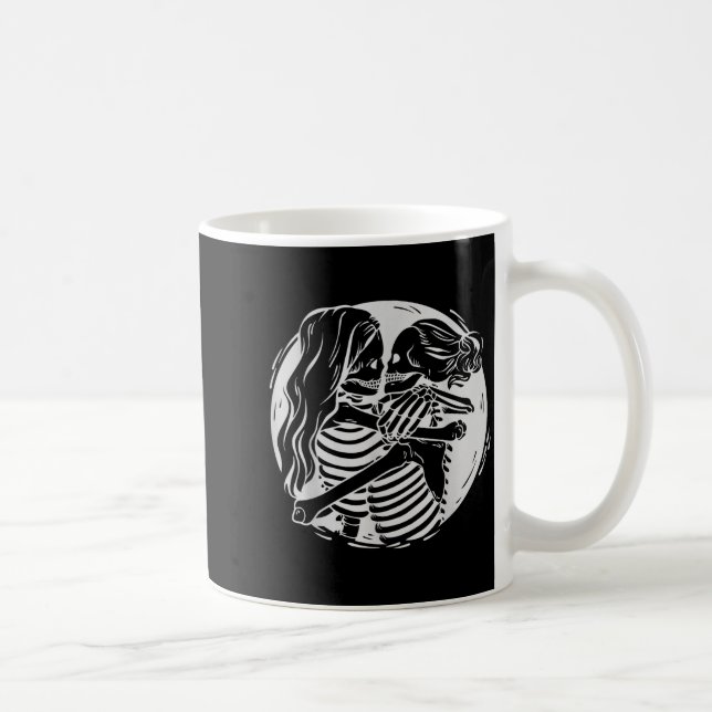 Lesbiskt par Lgbtq Pride skelett kysser Valen Kaffemugg (Höger)