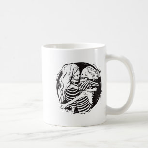 Lesbiskt par Lgbtq Pride skelett kysser Valen Kaffemugg