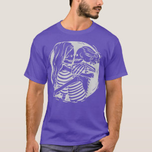 Lesbiskt par LGBTQ Pride skelett som kysser valent T Shirt