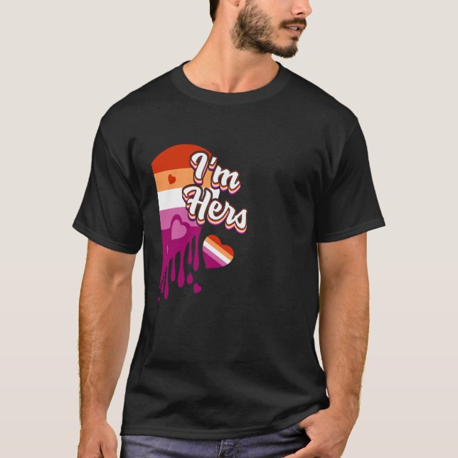 Lesbiskt Par Matchande Hennes & Min H T Shirt (Framsida)