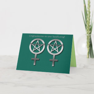 Lesbiskt Wiccan Handfasting för silver kort