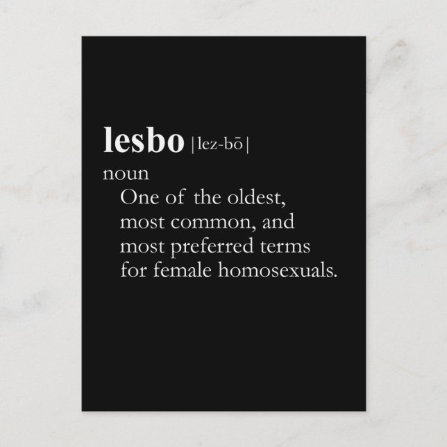 LESBO (definition) Vykort (Framsida)