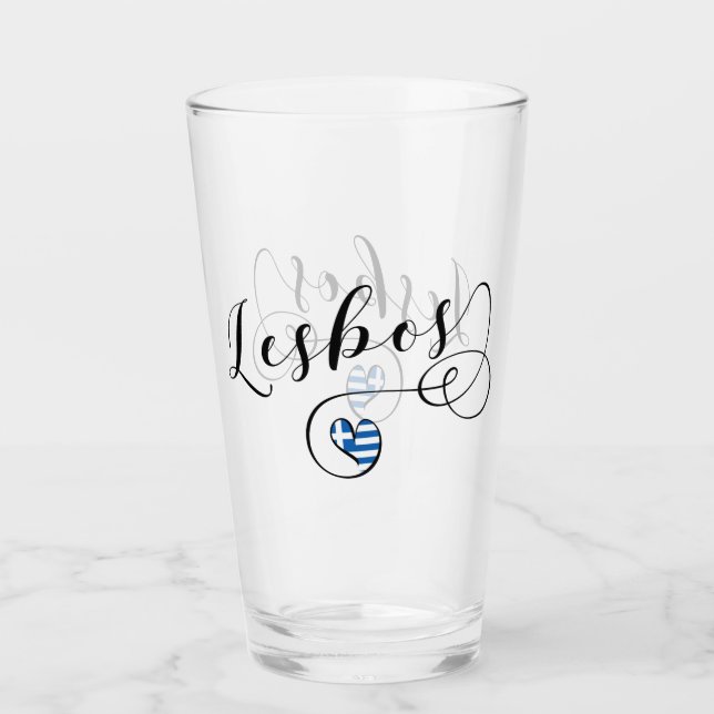 Lesbos, grekiskt hjärta i Flagga, Grekland Glaskopp (Framsida)