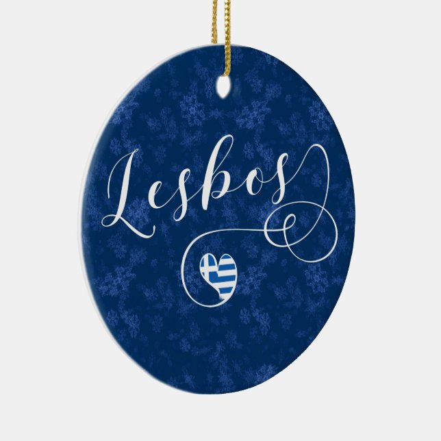 Lesbos, grekiskt hjärta i Flagga, Grekland Julgransprydnad Keramik (Höger)