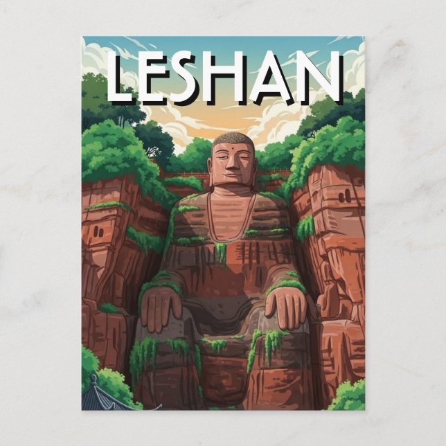 Leshan Giant Buddha Kina Resa Vykort (Framsida)