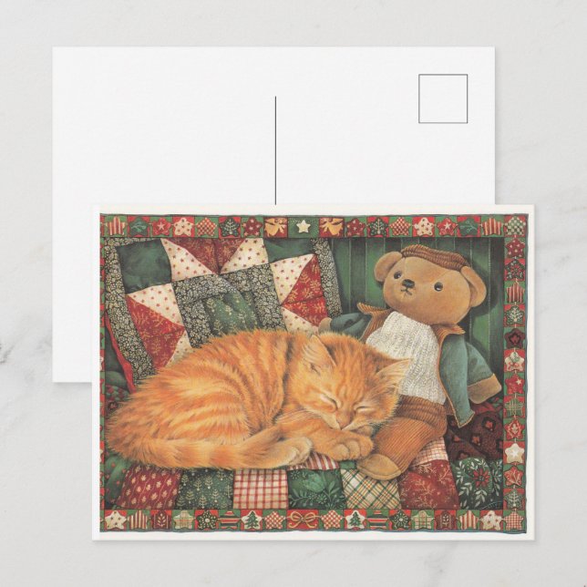 LESLEY ANNE IVORYS CHRISTMAS CAT POSTCARD VYKORT (Fram/baksida)