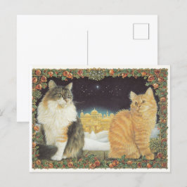 LESLEY ANNE IVORYS CHRISTMAS CAT POSTCARD VYKORT