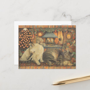 LESLEY ANNE IVORYS CHRISTMAS CAT POSTCARD VYKORT
