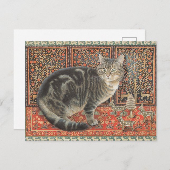 LESLEY ANNE IVORYS CHRISTMAS CAT POSTCARD VYKORT (Fram/baksida)