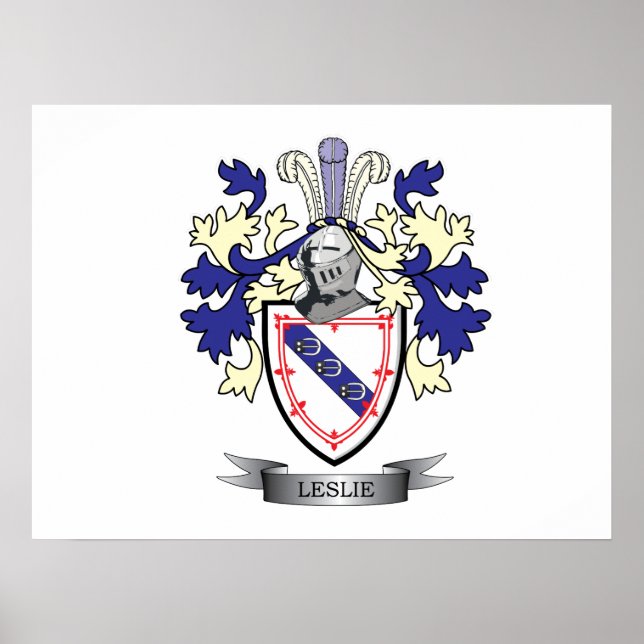 Leslie Family Crest Jackar om Arm Poster (Framsidan)