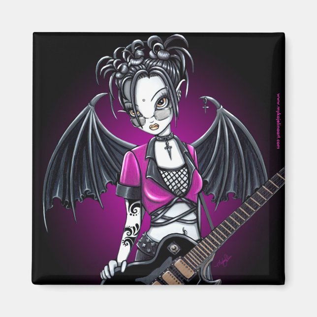 "Leslie" Gothic Guitar Fairy Art Magnet (Framsidan)