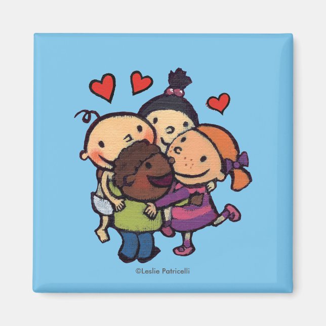 Leslie Patricelli Group Hug med vänner Magnet (Framsidan)