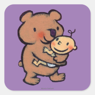 Leslie Patricelli stor brun björnkram Fyrkantigt Klistermärke