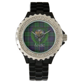 Leslie Scottish Clan Tartan & Crest Armbandsur
