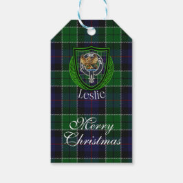 Leslie Scottish Clan Tartan & Crest Presentetikett