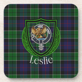 Leslie Scottish Clan Tartan & Crest Underlägg