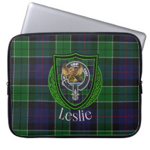 Leslie skotska klan tartan och vapensköld