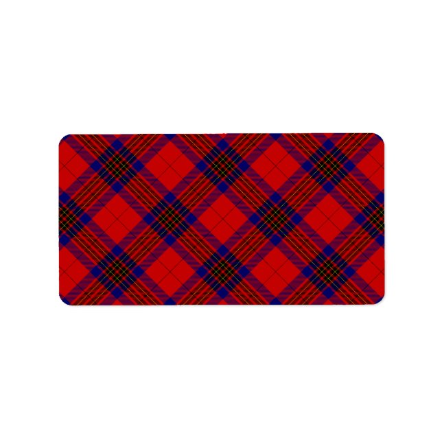 Leslie tartan Red Blue lila plaid Adressetikett (Framsidan)