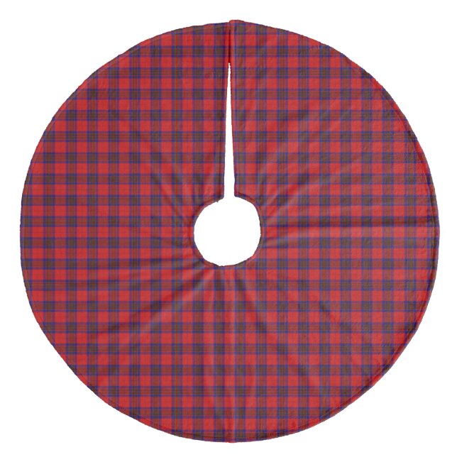 Leslie tartan Red Blue lila plaid Julgransmatta Fleece (Framsidan)