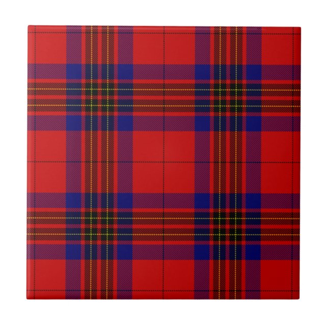 Leslie tartan Red Blue lila plaid Kakelplatta (Framsidan)
