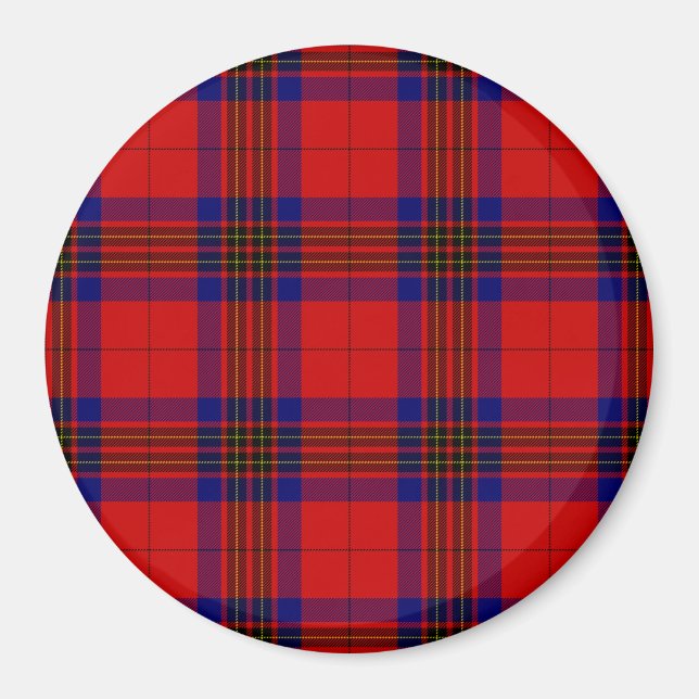 Leslie tartan Red Blue lila plaid Magnet (Framsidan)