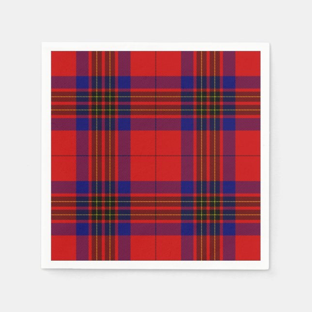 Leslie tartan Red Blue lila plaid Pappersservett (Framsidan)