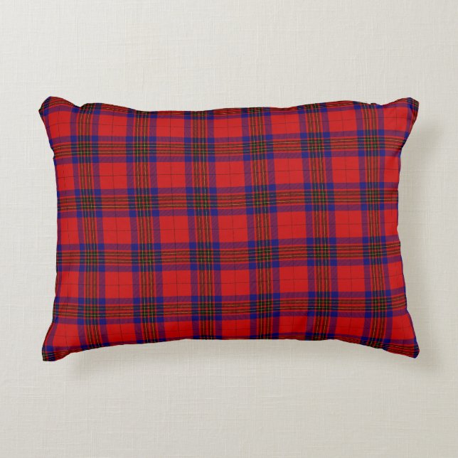 Leslie tartan Red Blue lila plaid Prydnadskudde (Framsidan)