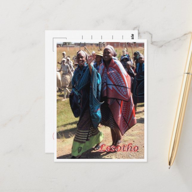 Lesotho - Basotho-kvinnor - Vykort (Fram/Back In Situ)