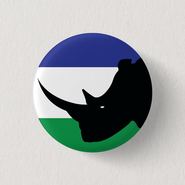 Lesotho Black rhino Basotho National Animal Flagga Knapp (Framsida)