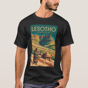 Lesotho Drakensberg Illustration Resa Konst Retro T Shirt