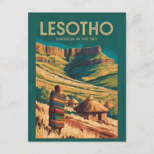 Lesotho Drakensberg Illustration Resa Konst Retro Vykort