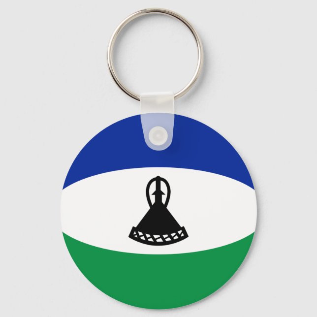 Lesotho Fisheye Flagga Keychain Nyckelring (Framsida)
